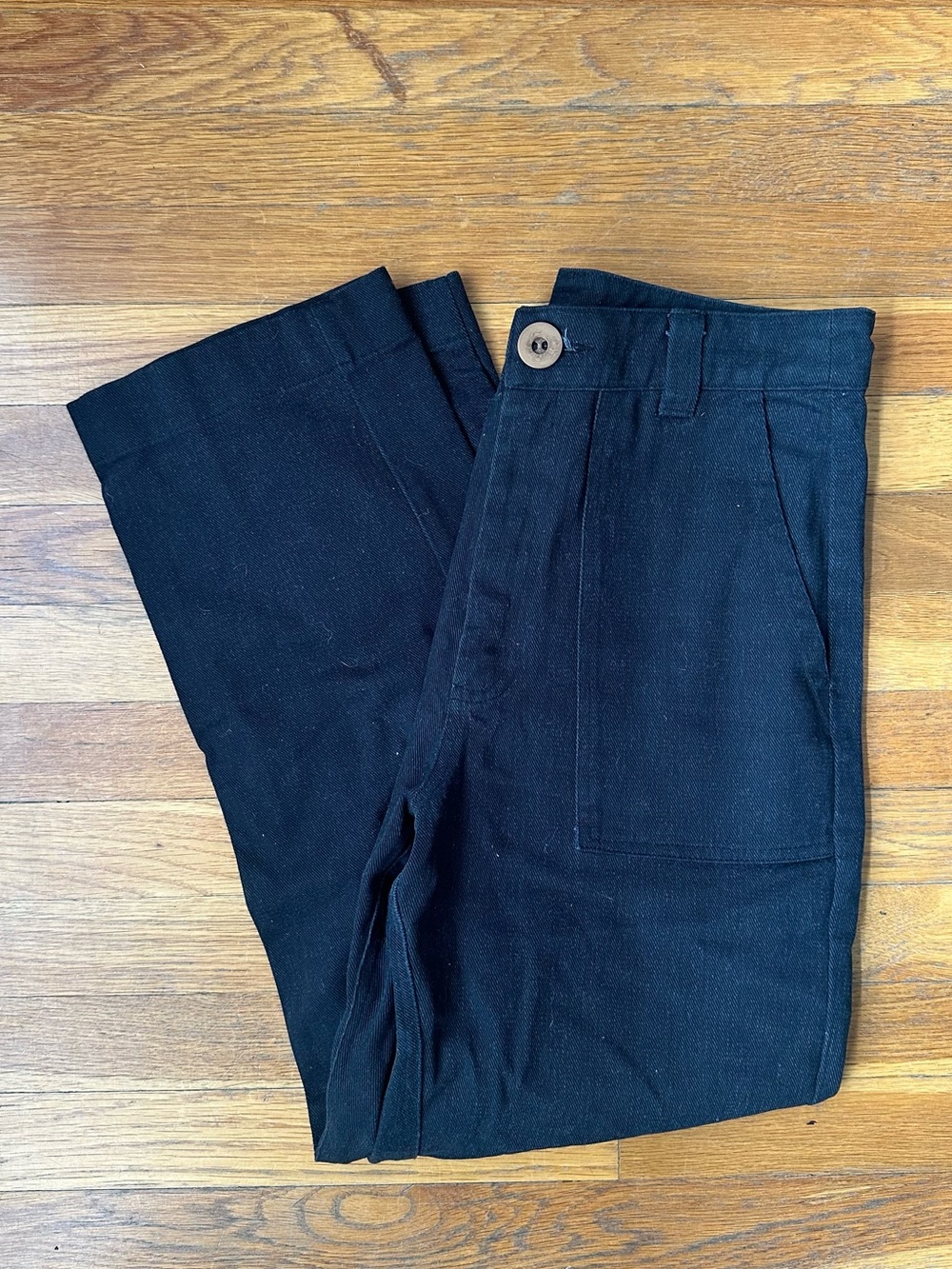 BEATON LINEN - utility pants - black denim - size 8